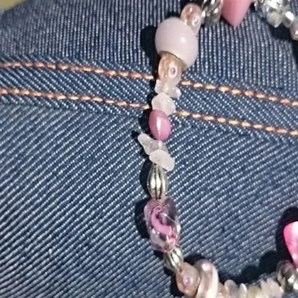 Hand Crafted Genuine Rose Quartz Freshwater Pearls Necklace Earring Set Boho - Picture 5 of 7